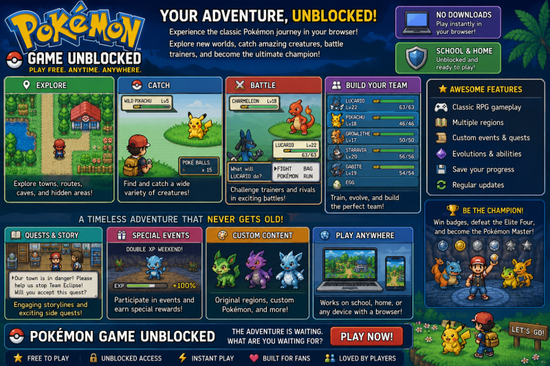 Top Pokémon Game Unblocked Adventures You Can Play Free