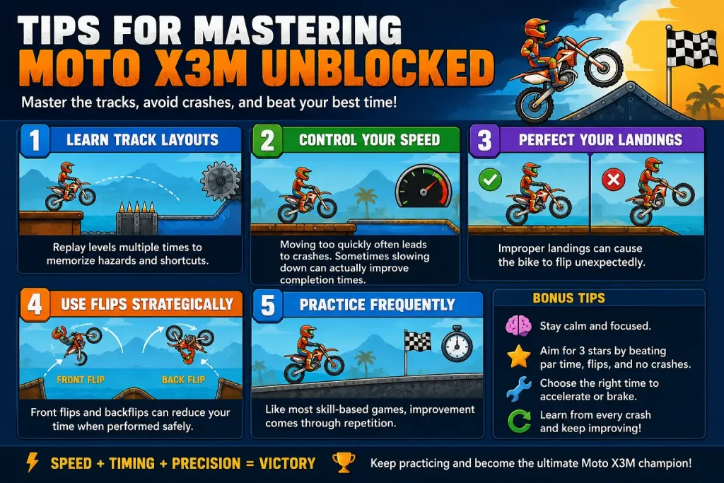 Tips for Mastering Moto X3M Unblocked